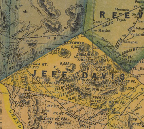 Jeff Davis  County TX 1940s Map