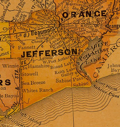 TX  Jefferson County 1940s Map