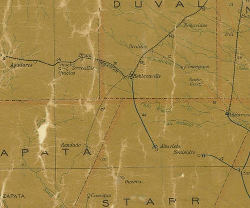 TX Jim Hogg  County 1907 Postal Map