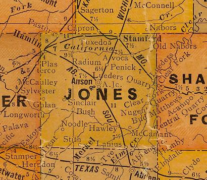 Jones County TX 1920s Map