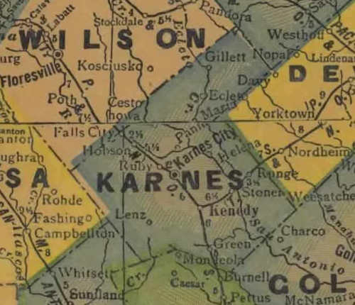TX Karnes  County 1940s Map