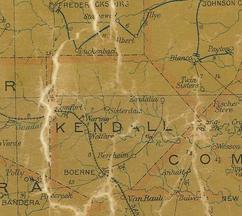 TX Kendall  County 1907 Postal Map