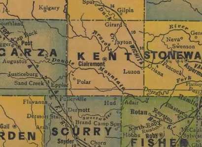 1940s Kent County Texas Map