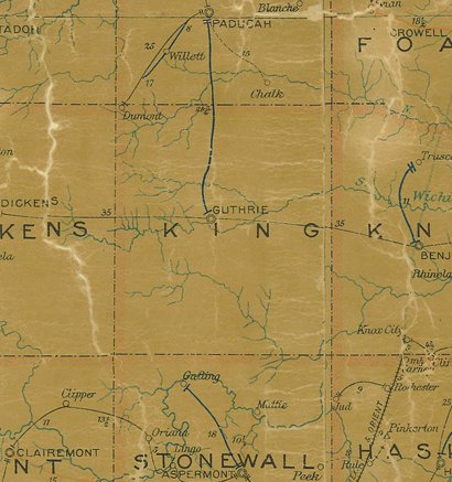 TX - King  County 1907 postal map