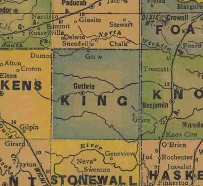 TX King  County 1940s Map