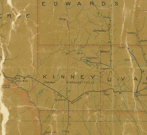 TX Kinney County 1907 Postal Map