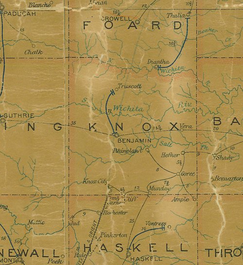 TX Knox County 1907 Postal Map