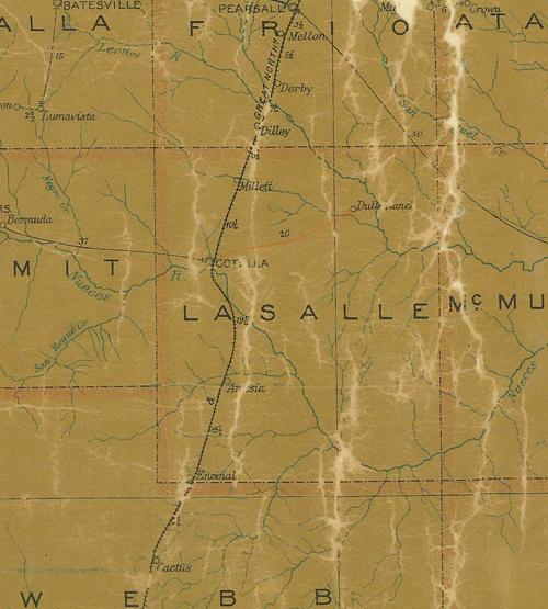TX - La Salle  County 1907 postal map