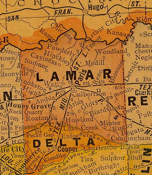 Lamar County Texas 1920s map