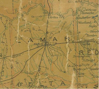 Lamar County Texas 1907 Postal map