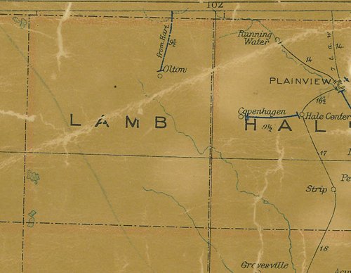 Lamb County TX 1907 postal map