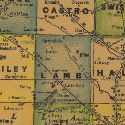 Lamb County Texas 1940s map
