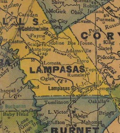TX Lampasas County 1940s Map