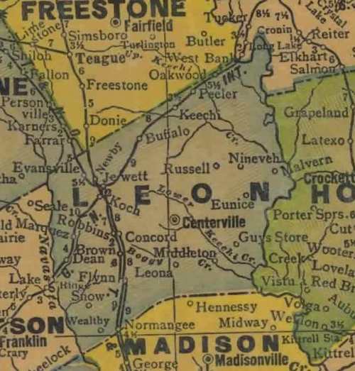 TX Leon County 1940s map
