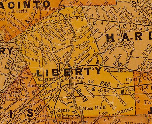 Liberty County TX 1920s map
