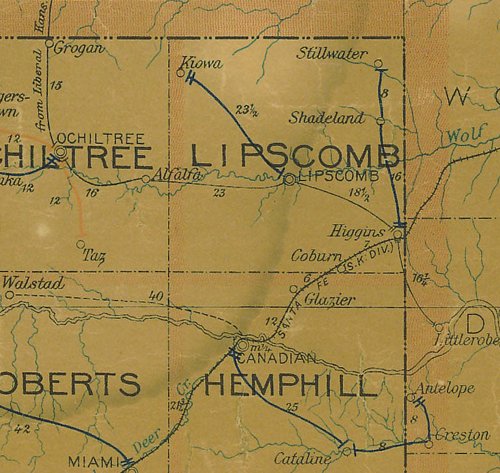 Lipscomb County TX 1907 Postal Map 