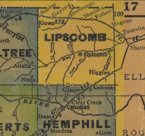 Lipscomb County TX 1940s map