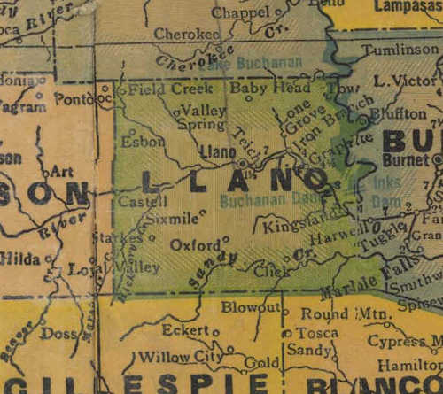 TX Llano County 1940s Map