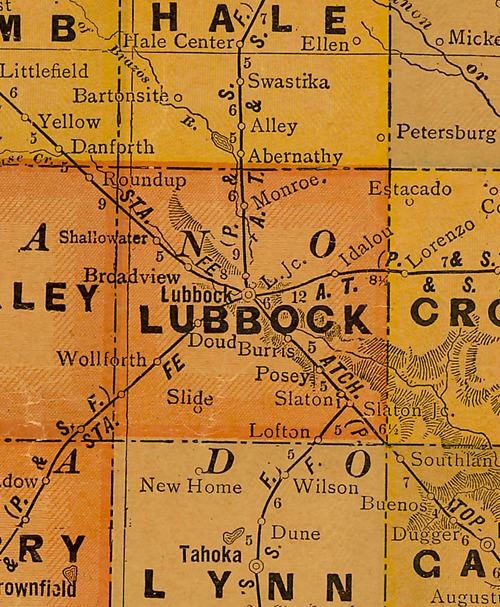 TX Lubbock County 1920s Map
