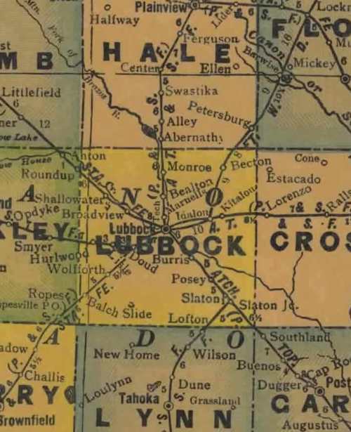 TX Lubbock County 1940s Map
