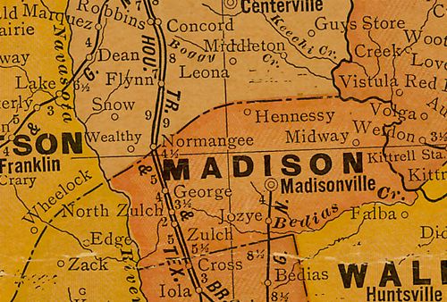 Madison County TX 1920s Map