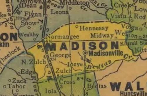 TX Madison County 1940s Map