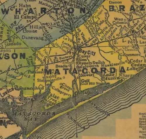 Matagorda County TX 1940s Map