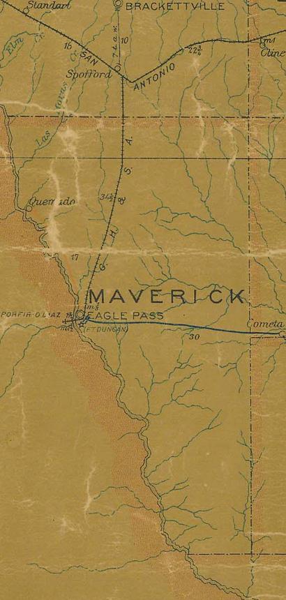 Maverick County TX 1907 postal map