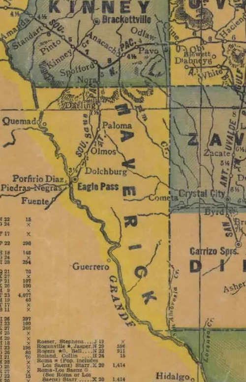 Map of Maverick County TX c1893 repro 20x32 