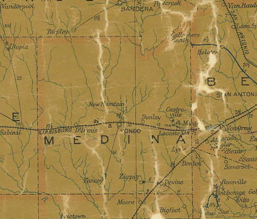 TX Medina County 1907 postal map
