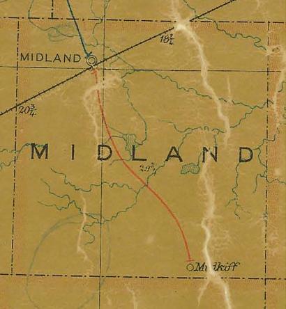 TX  Midland County 1907 Postal Map