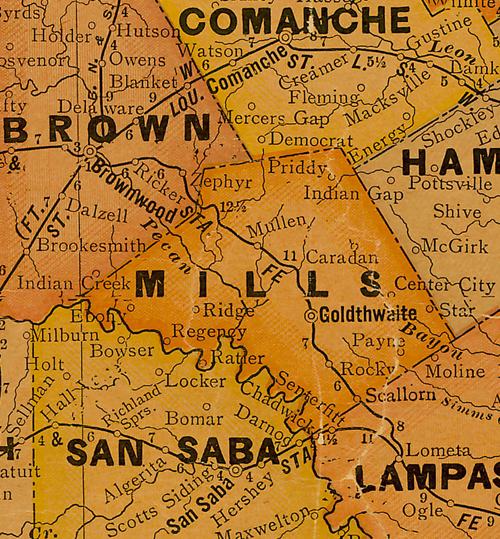 TX Mills County 1920s Map