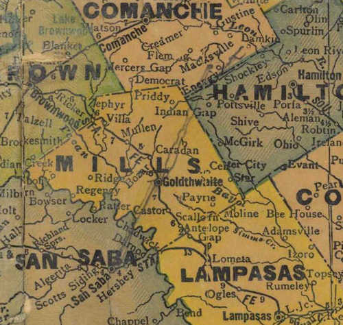 TX Mills  County 1940s Map