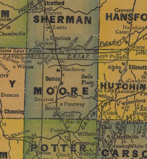Moore County TX 1940s map