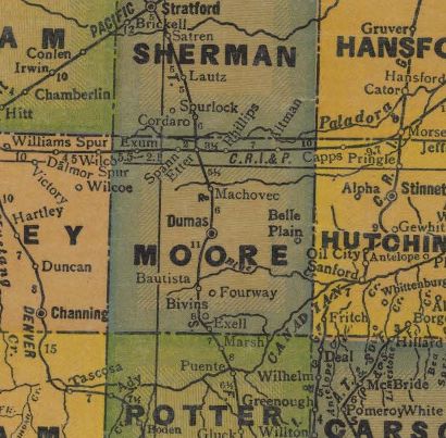 Moore County Texas 1940s map
