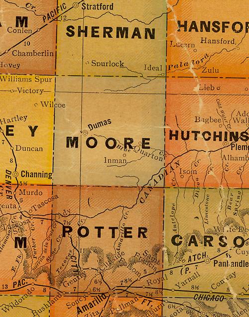 Moore County TX 1920s map
