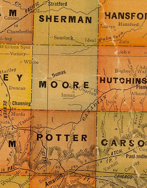 Moore County TX 1920s map