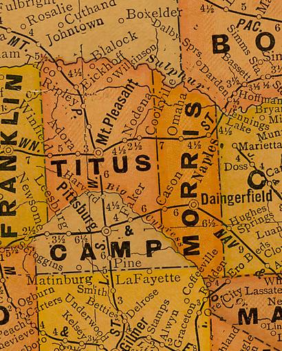 TX Titus  County 1920s Map