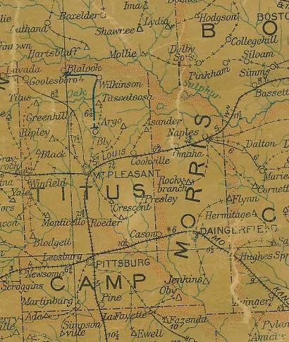 TX - Morris County 1907 postal map