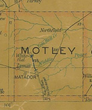 Motley County Texas 1907 Postal map