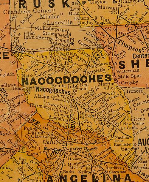 Nacogdoches County Texas 1920s map