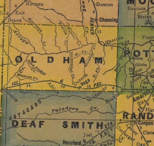 Oldham County Texas 1940s map