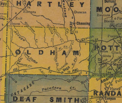 Oldham County Texas 1940s map