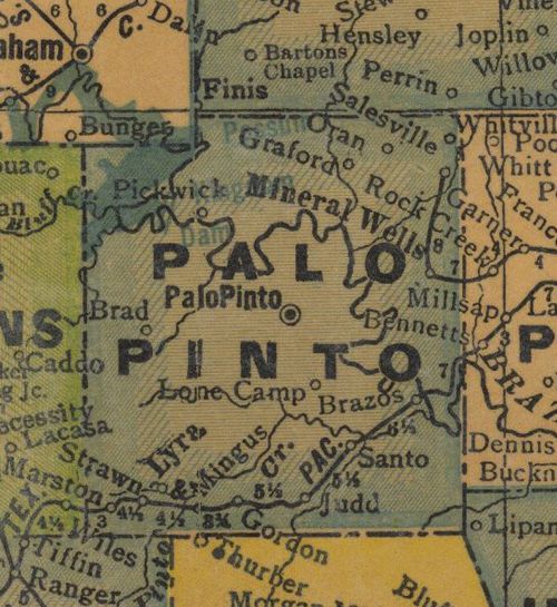 TX - Palo Pinto County Texas 1940s Map