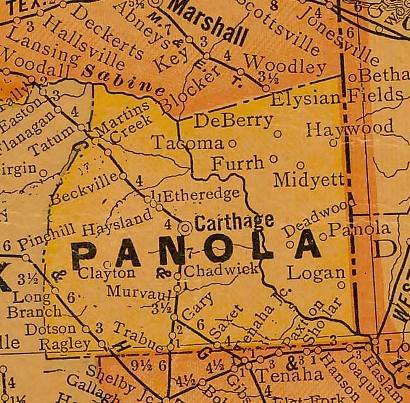 Panola County TX 1920 Map