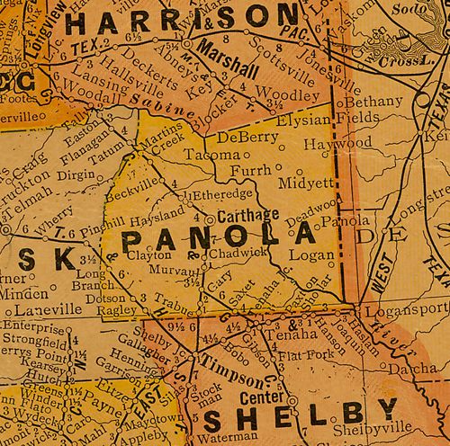 Panola County Texas 1920s map