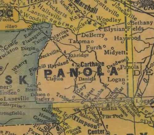 Panola County Texas 1940s map