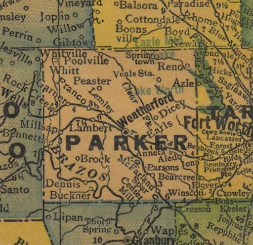 Parker County Texas 1940s map