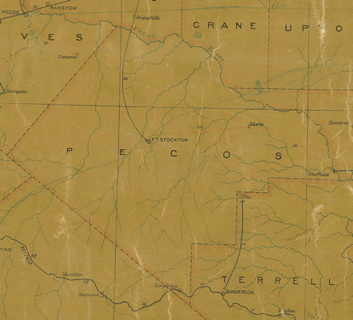 Pecos County TX 1907 Postal Map