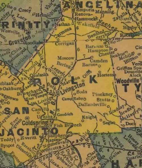 TX Polk  County 1940s Map